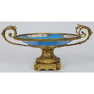French Porcelain Compote with Ormolu Mounts