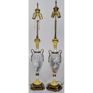 Sevres-style Urn Lamps