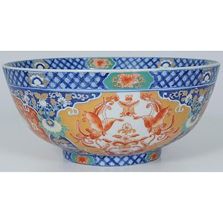 Porcelain Punch Bowl in the Imari Style
