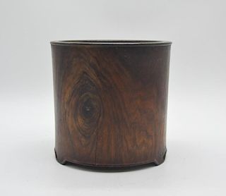 Chinese Hua Li Wood Carved Brush Pot