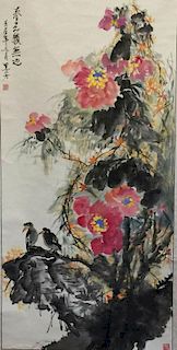 Chinese Ink/Color Painting on Paper of Bird&Flower