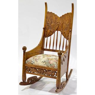 Folk Carved Rocking Chair