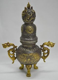 Chinese Gilt Silver Incense Burner