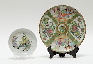 Two Pieces of Chinese Famille Rose Plate