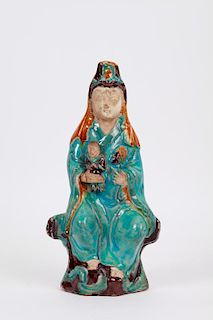 Ming Dynasty Pottery Glazed Guanyin