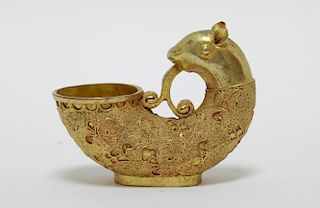 Chinese Gilt Bronze/Mix Metal Wine Cup