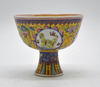 Chinese Famille Rose Porcelain High Foot Cup