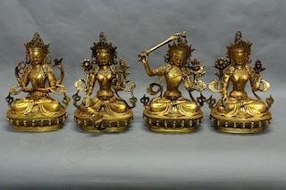 4 Pieces of Chinese Bronze Buddhas