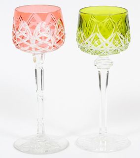 TWO BACCARAT COLORED CRYSTAL GOBLETS
