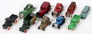 TOOTSIE TOY & OTHER UNMARKED METAL TOY CARS &TRUCKS
