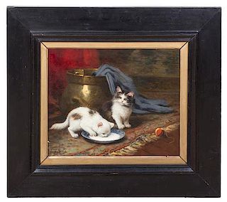 Leon Charles Huber, (French, 1858-1928), Two Kittens