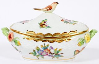 HEREND ROTHSCHILD PORCELAIN COVERED CANDY DISH
