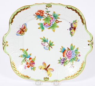 HEREND VICTORIAN PATTERN PORCELAIN CAKE PLATE