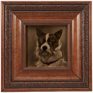 Framed Tile with Dog's Head