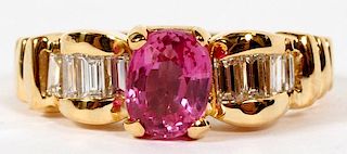 NATURAL OVAL PINK SAPPHIRE AND 2.10CT DIAMOND RING