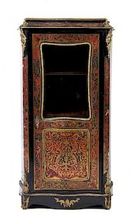 A Napoleon III Style Boulle Marquetry Vitrine Cabinet, LATE 19TH/EARLY 20TH CENTURY, Height 50 7/8 x width 27 1/2 x depth 14 inc