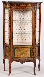LOUIS XV STYLE INLAID CURIO CABINET