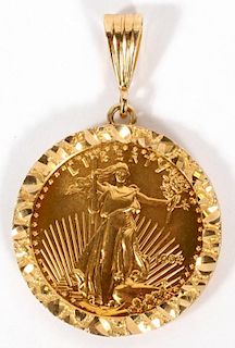 14KT YELLOW GOLD US $10 COIN PENDANT