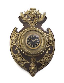 A French Wood and Bronze Cartel Clock, 19TH CENTURY, Height 21 inches.