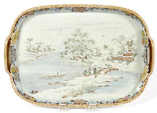 CHINESE PAINTED PORCELAIN SERVING TRAY