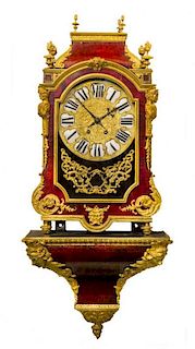 A Napoleon III Style Gilt Bronze Mounted Bracket Clock, LATE 19TH CENTURY, Height of clock 18 1/2 inches.