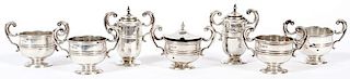 ENGLISH STERLING SILVER CONDIMENT BOWLS AND SHAKER