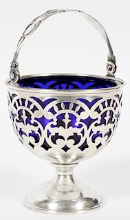 AMERICAN STERLING SILVER AND GLASS OPEN SUGAR BOWL