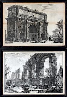 TWO AFTER GIOVANNI BATTISTA PIRANESI ETCHINGS