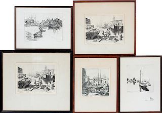 GROUP OF FIVE LIONEL BARRYMORE ETCHINGS AND PRINTS