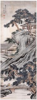 CHINESE FORBIDDEN CITY HAND PAINTED SILK SCROLL