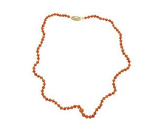 14K Gold Red Stone Necklace