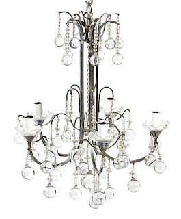 A Contemporary Six-Light Chandelier, Height 24 x diameter 19 inches.