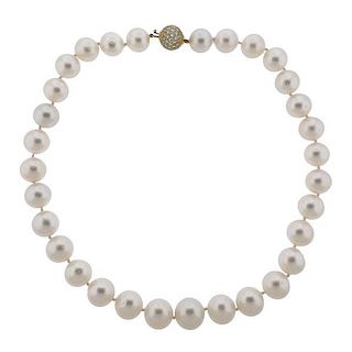 EGL  18k Gold South Sea Pearl Diamond Necklace