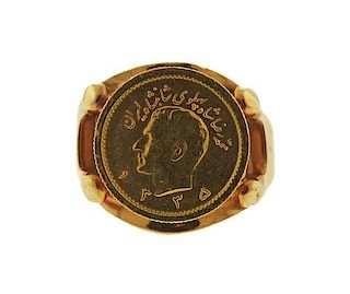 18K Gold Coin Ring