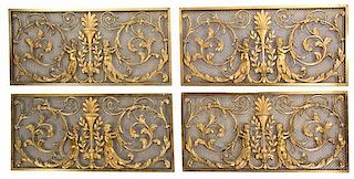 A Set of Four Gilt Bronze Grills, 20TH CENTURY, 21 x 43 7/8 inches.
