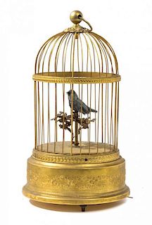 A French Singing Birdcage Automaton, 20TH CENTURY, Height 11 1/2 inches.