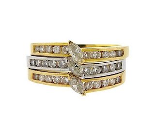18K Gold Diamond Ring Set
