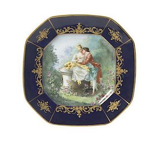 A Sevres Style Porcelain Cabinet Plate, Width 8 3/8 inches.