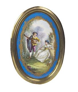 A Sevres Style Porcelain Plaque, Height 10 1/2 x width 7 inches.
