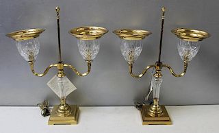 Waterford. Pair of Brass and Cut Glass Lamps.