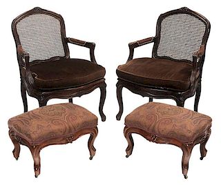 Pair Louis XV Style Carved and