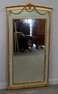 Giltwood and Painted Mirror Trumeau Style Mirror