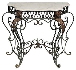 Marble-Top and Painted Wrought Iron