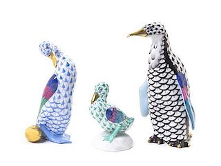 Three Herend Porcelain Bird Figures, Height of tallest 4 3/4 inches.