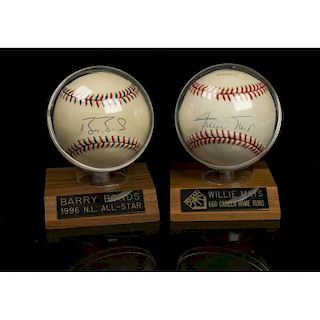 Barry Bonds & Willie Mays Autographed Baseballs