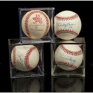 Four Autographed Baseballs by Willie Stargel (w/COA), Reggie Jackson, Dusty Baker (w/COA) & Gaylord Perry