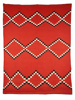 Navajo | Serape Style Red Germantown with Black & White Diamond Pattern