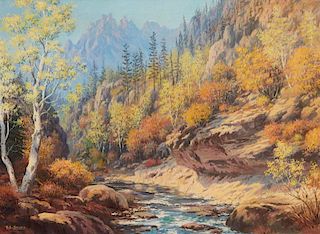 Elmer Boone | Riverscape with Mountain