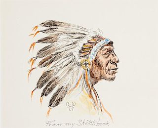 Olaf Wieghorst | Indian with Eagle Headdress