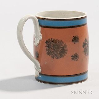 Mocha "Seaweed" Decorated Pearlware Half-pint Mug